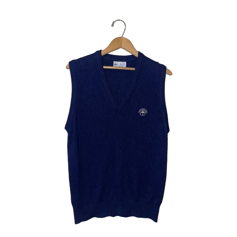 Vintage Emerald Bay Sweater Vest Pickering Kimberton USA Made  VTG 80s Large